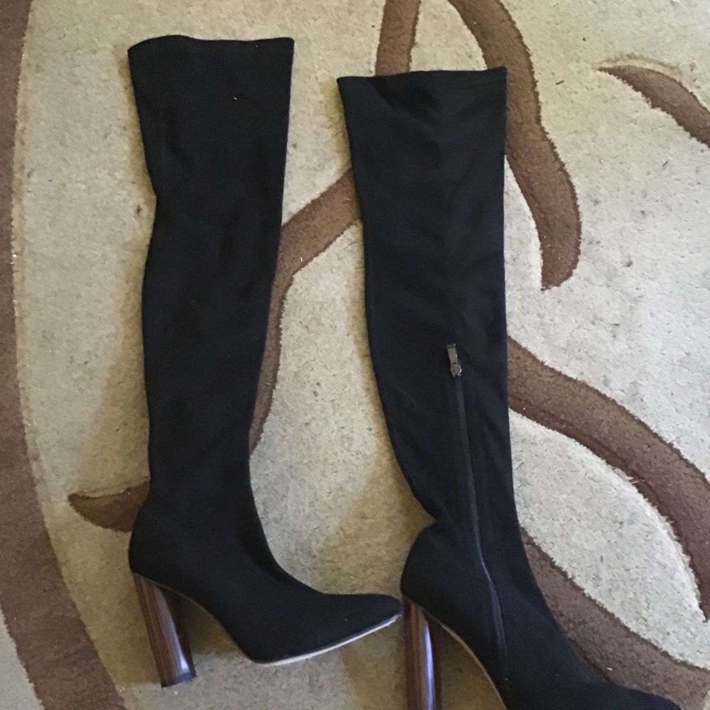 Black suede boots with a gorgeous heel
